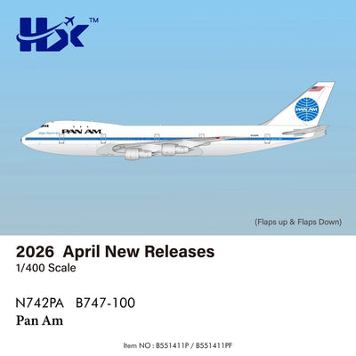 Pre - Order HX Models B551411P 1:400 Pan Am B747 - 100 N742PA "Clipper Neptune's Car"