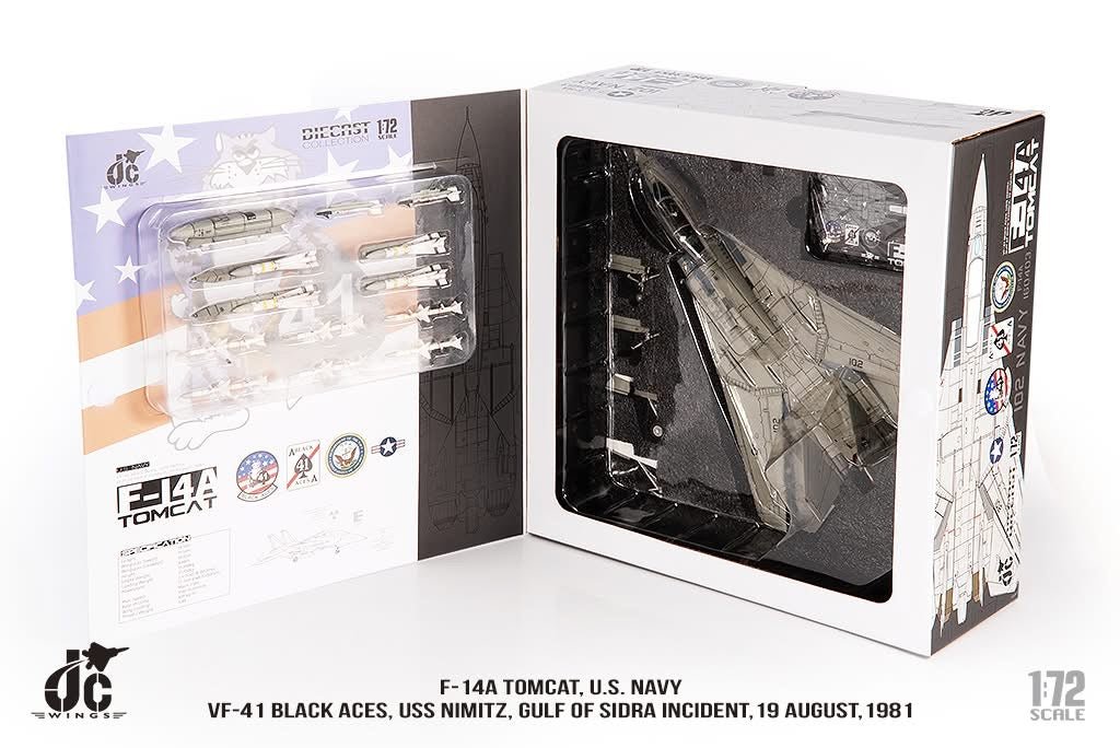 Pre - Order JC Wings JCW - 72 - F14 - 017 1:72 F - 14A Tomcat U.S. NAVY VF - 41 Black Aces, USS Nimitz, Gulf of Sidra incident, 19 August,1981