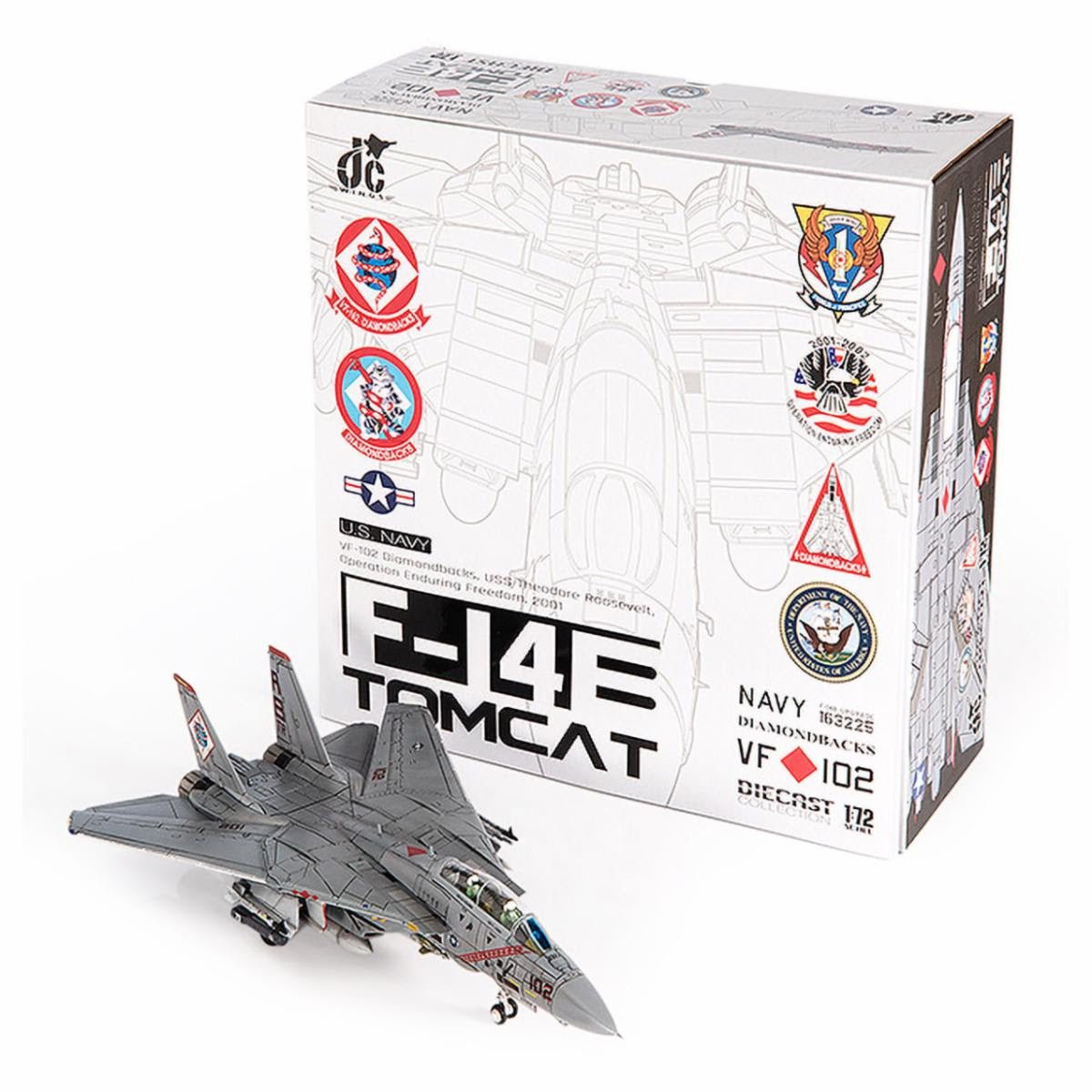 Pre - Order JC Wings Military JCW - 72 - F14 - 024 1:72 F - 14B Tomcat U.S. NAVY VF - 102 Diamondbacks, Operation Enduring Freedom, 2001