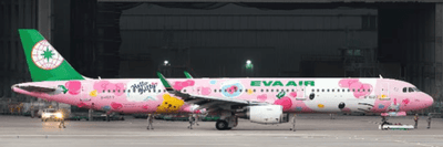 Pre - Order JC Wings SA4067 1:400 Eva Air Airbus A321 "Pinky Jet" Reg: B - 16217