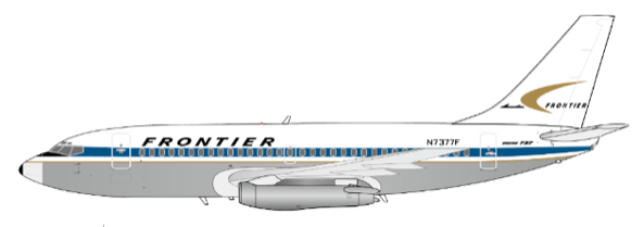 Pre - Order JC Wings XX20506 1:200 Frontier Airlines Boeing 737 - 200 "Polished" Reg: N7377F