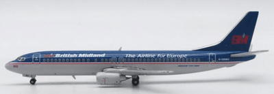 Pre - Order JC Wings XX40060 1:400 British Midland Boeing 737 - 400 "The Airline for Europe" Reg: G - OBMG