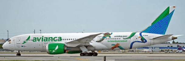 Pre - Order JC Wings XX40290A 1:400 Avianca Boeing 787 - 8 "Unidos por la Biodiversidad" N799AV "Flaps Down"