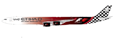 Pre - Order JC Wings XX40385 1:400 Etihad Airways Airbus A340 - 600 "Formula 1" Reg: A6 - EHJ