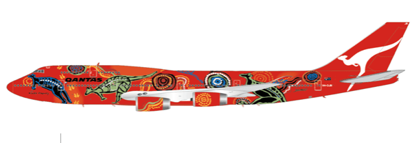 Pre - Order JC Wings XX40491 1:400 Qantas Boeing 747 - 400 "Wunala Dreaming""RR engine" Reg: VH - OJB