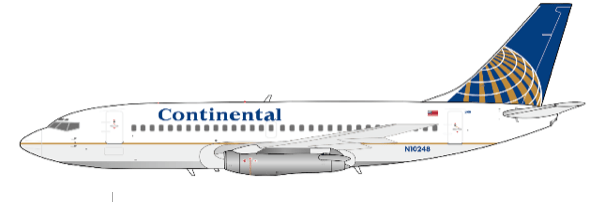 Pre - Order JC Wings XX40640 1:400 Continental Airlines Boeing 737 - 200 "Polished" Reg: N10248