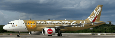 Pre - Order JC Wings XX40776 1:400 Air Asia Airbus A320NEO "Still Winning, Still Gold" Reg: 9M - RAQ