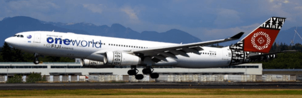 Pre - Order JC Wings XX40795 1:400 Fiji Airways Airbus A330 - 200 "Oneworld" Reg: DQ - FJU