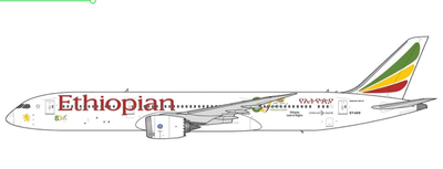 Pre - Order JC Wings XX40807A 1:400 Ethiopian Airlines Boeing 787 - 9 Dreamliner "80 Years" Reg: ET - AXS "Flaps Down"