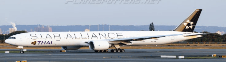 Pre - Order JC Wings XX40868A 1:400 Thai Airways Boeing 777 - 300ER "Star Alliance" Reg: HS - TKQ "Flaps Down"