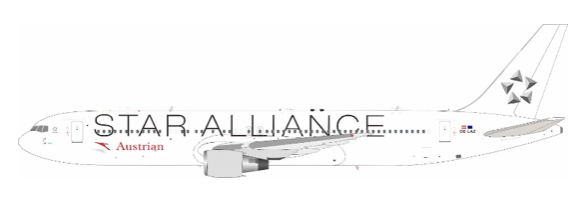 Pre - Order JFox JF - 767 - 3 - 019L 1:200 767 - 3Z9/ER Austrian - Star Alliance Reg. OE - LAZ