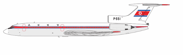 NG Models 54012 1:400 Chosonminhang (North Korea) Tu - 154B P - 551 (1970's livery)