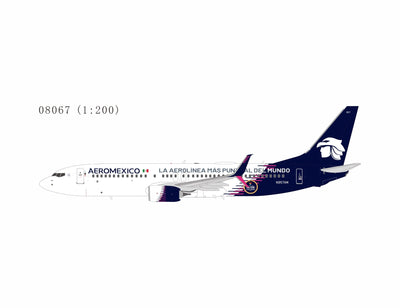 Pre-Order NG Models 8067 1:200 Aeromexico 737-800/w N957AM new paint with scimitar winglets; "La Aerolínea Más Puntual Del Mundo" titles