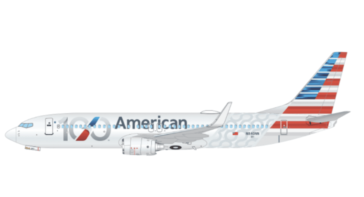 Pre - Order SkyMarks SKR1193 1:130 Boeing 737 - 800 American Airlines 100th Anniversary N840NN
