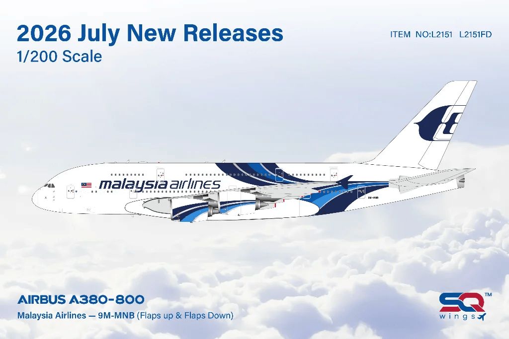 SQ Wings L2151FD 1:200 Malaysia Airlines A380 9M-MNB Flaps Down