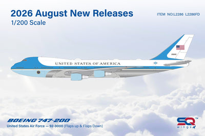 Pre-Order SQ Wings L2286 1:200 United States Air Force 747-200 92-9000