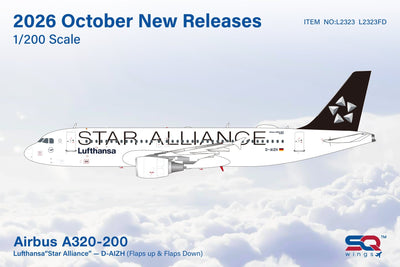Pre-Order SQ Wings L2323FD 1:200 Lufthansa A320 D-AIZH "Star Alliance" "Flaps Down"