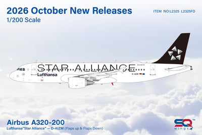 Pre-Order SQ Wings L2325FD 1:200 Lufthansa A320 D-AIZM "Star Alliance" "Flaps Down"