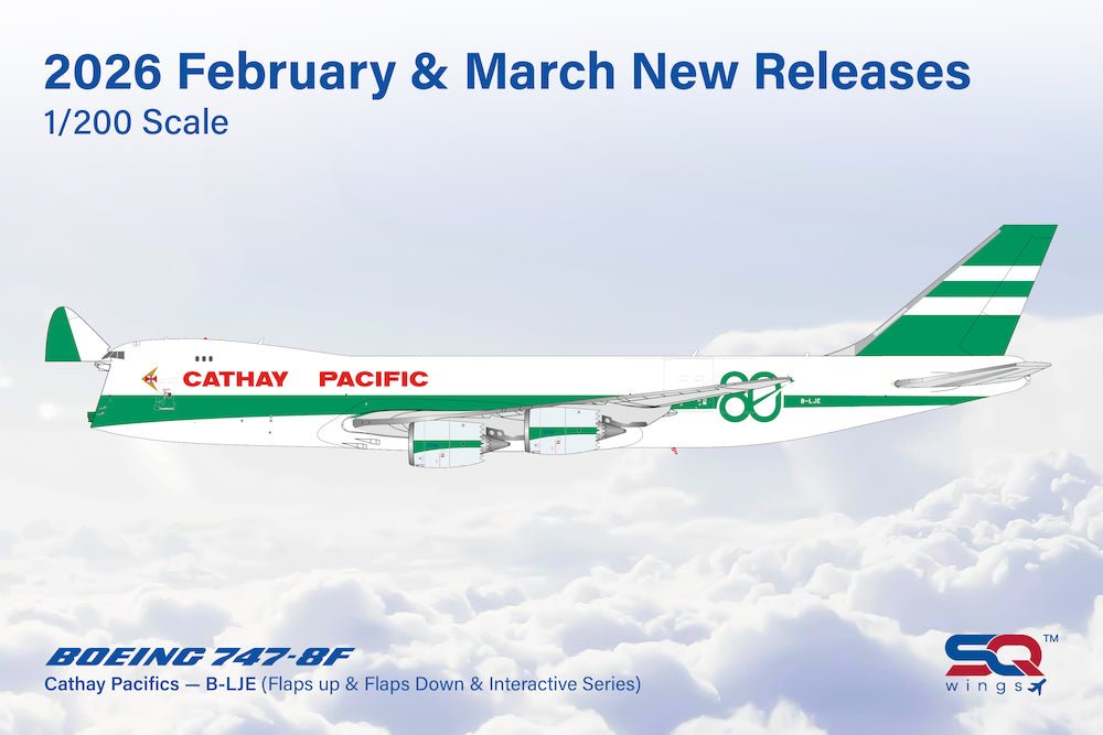 Pre - Order SQ Wings L2337 1:200 CATHAY PACIFIC B747 - 8F B - LJE 80th Anniversary Retro special colors
