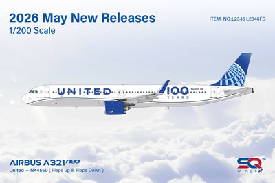 Pre - Order SQ Wings L2346FD 1:200 United Airlines A321 N44550 "Flaps Down"