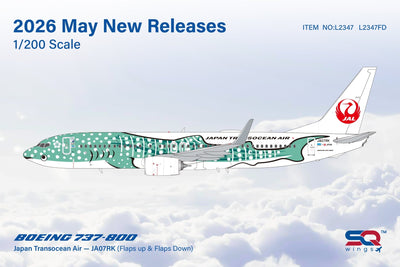 Pre - Order SQ Wings L2347FD 1:200 Japan Transocean Air B737 - 800 JA07RK Yui Jinbei/"Flaps Down"