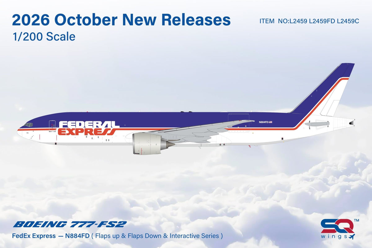 Pre-Order SQ Wings L2459 1:200 FedEx Express B777F N884FD "Rosie, 884, Retro"