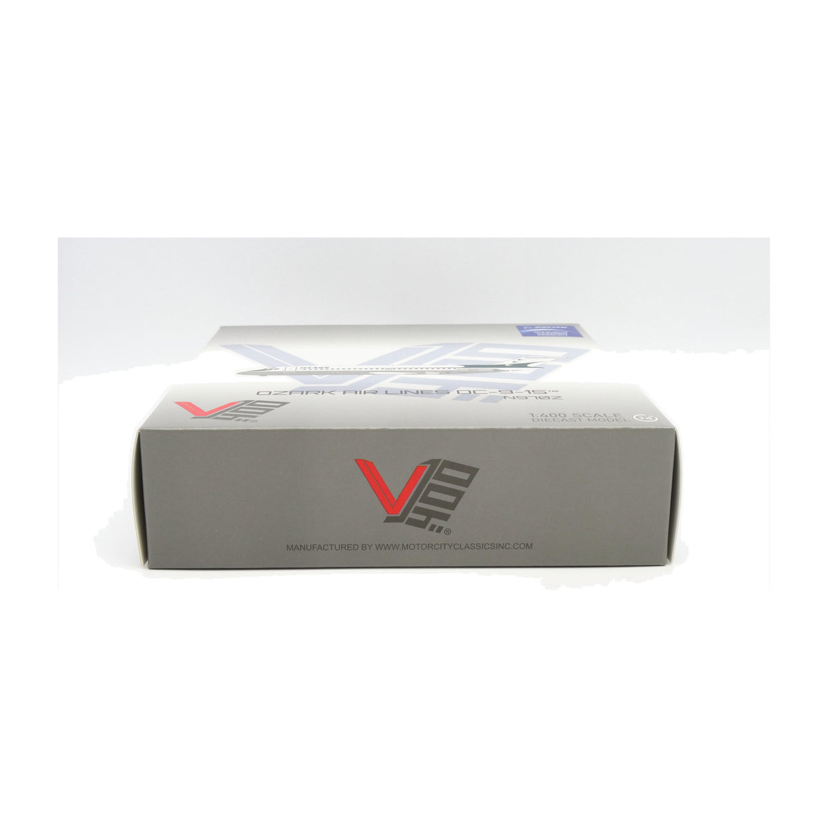 V1:400 1:400 scale Ozark Air Lines DC-9-15 N970Z diecast model - packaging end panel
