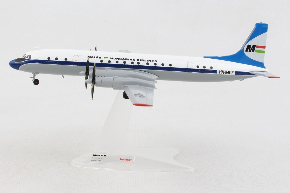 Herpa 571531 1:200 Malev Hungarian Airlines Ilyushin IL - 18T