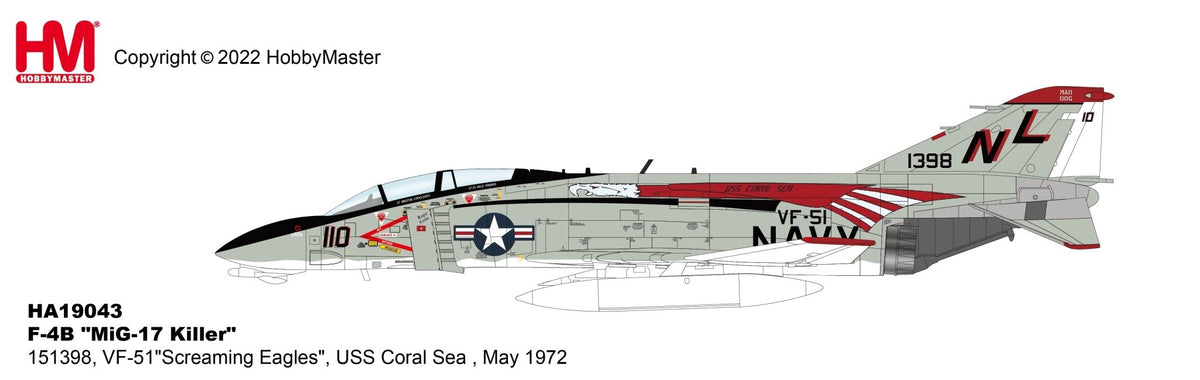 Hobby Master HA19043 1:72 U.S Navy F - 4B "Mig - 17 Killer" VF - 51 Screaming Eagles