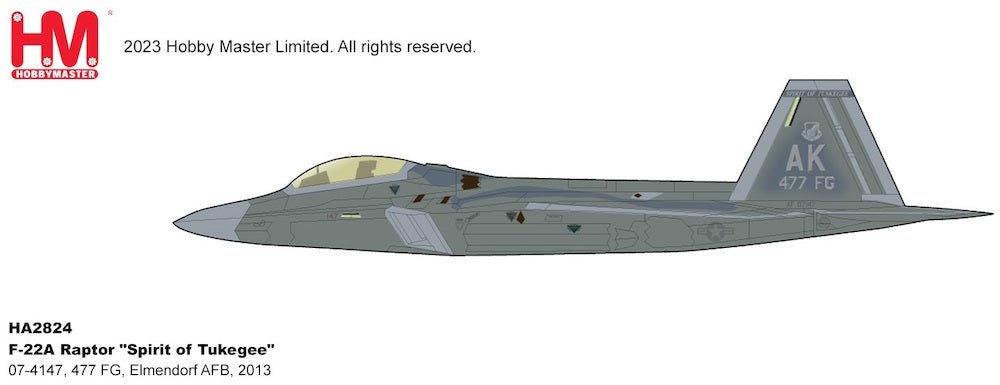 Hobby Master HA2824 1:72 USAF F - 22A "Spirit of Tuskegee, Elmendorf AFB