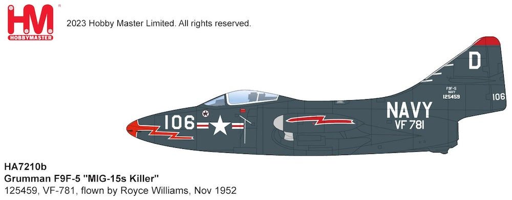 Hobby Master HA7210B 1:48 F9F - 5 "MIG - 15s Killer" VF - 781, Royce Williams, USS Oriskany