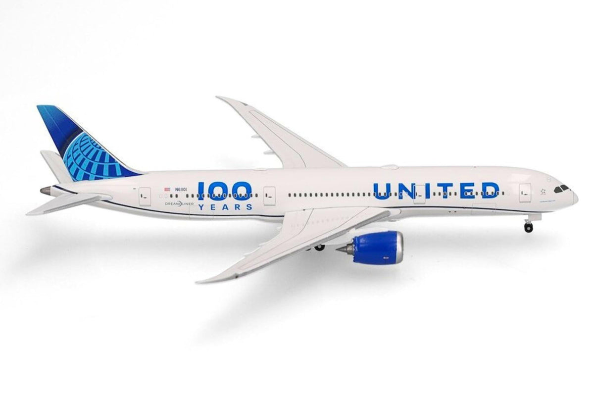 Herpa Wings 1:500 United Airlines Boeing 787-9 "100 Years" diecast model airplane