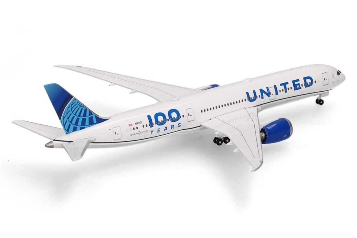 Herpa Wings 1:500 United Airlines Boeing 787-9 "100 Years" diecast model airplane