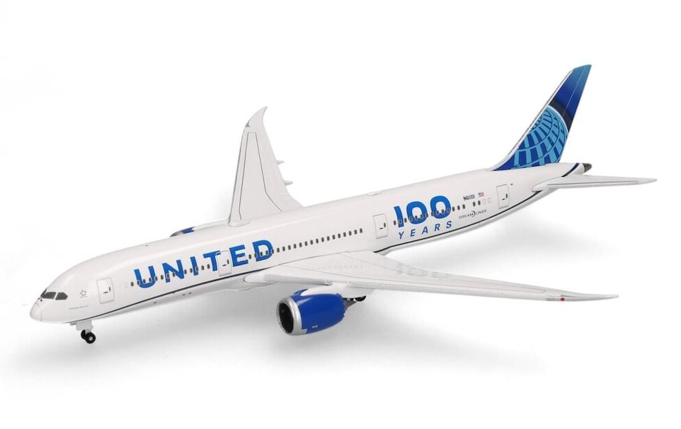 Herpa Wings 1:500 United Airlines Boeing 787-9 "100 Years" diecast model airplane