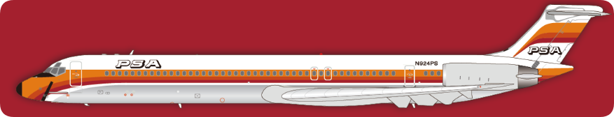 Jet-X Models JX024-2-008 1:200 PSA MD-83 Polished N924PS