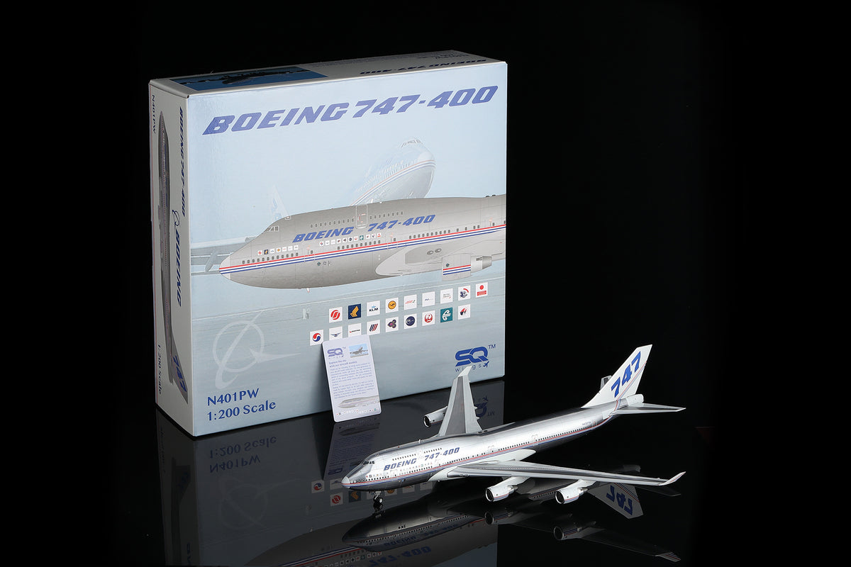 SQ Wings L2131 1:200 Boeing Company B747-400 N401PW House Livery with Full Polished Body diecast model airplane
