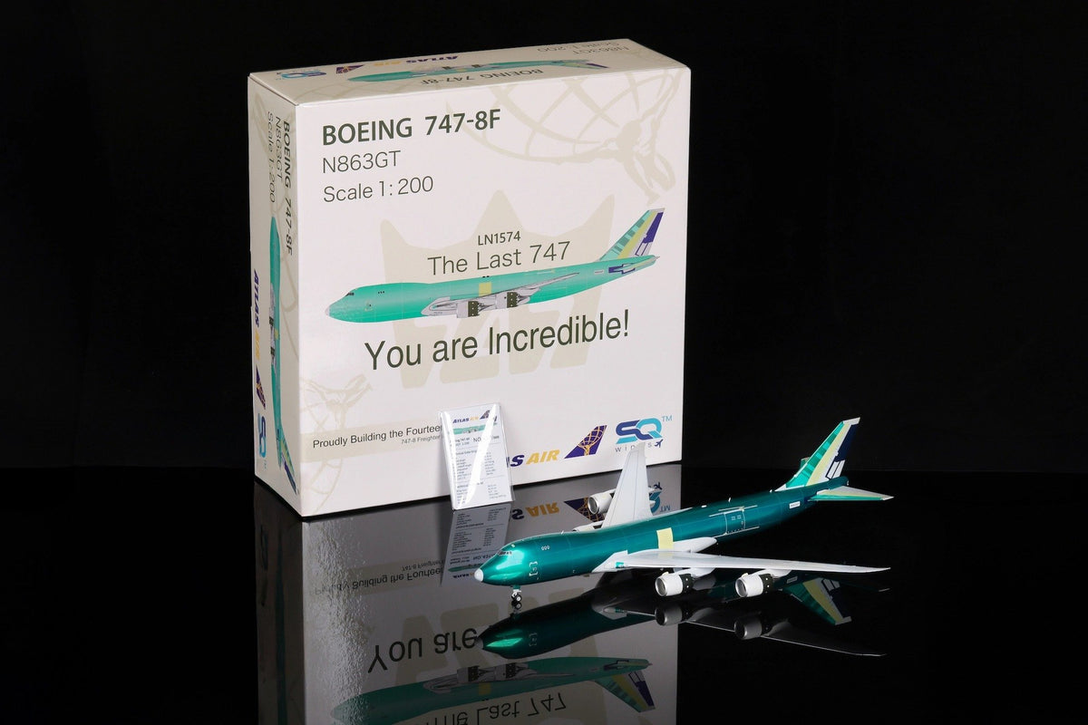 SQ Wings L2015 1:200 Boeing B747-8F Atlas Air Assembly Colors N863GT diecast model airplane