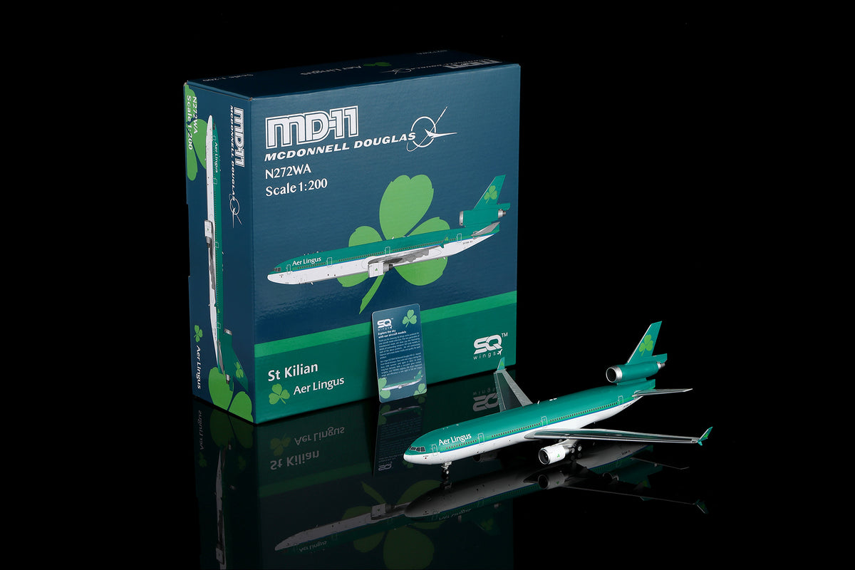 SQ Wings L2127FD 1:200 Aer Lingus MD-11 N272WA "Flaps Down" diecast model airplane