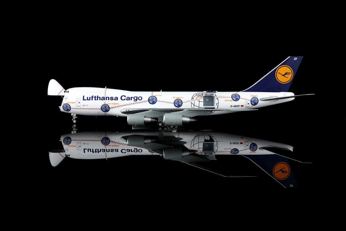 SQ Wings L2186FD 1:200 Lufthansa Cargo B747-200 D-ABZF "Service Revolution" special colours /"Flaps Down" diecast model airpl