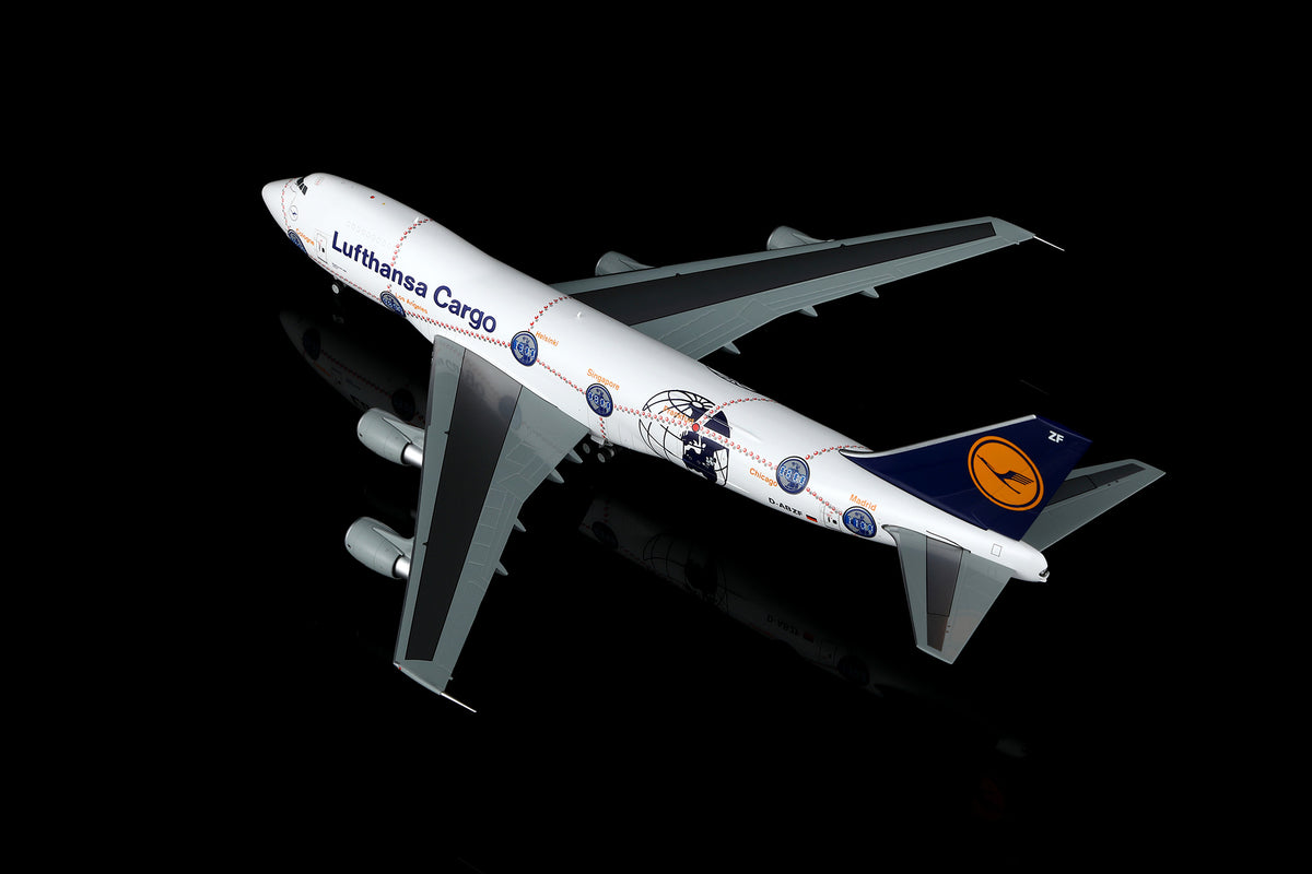 SQ Wings L2186FD 1:200 Lufthansa Cargo B747-200 D-ABZF "Service Revolution" special colours /"Flaps Down" diecast model airpl