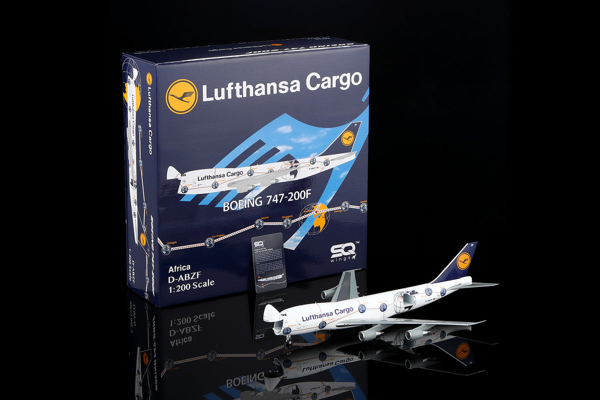 SQ Wings L2186 1:200 Lufthansa Cargo B747-200 D-ABZF "Service Revolution" special colours diecast model airplane