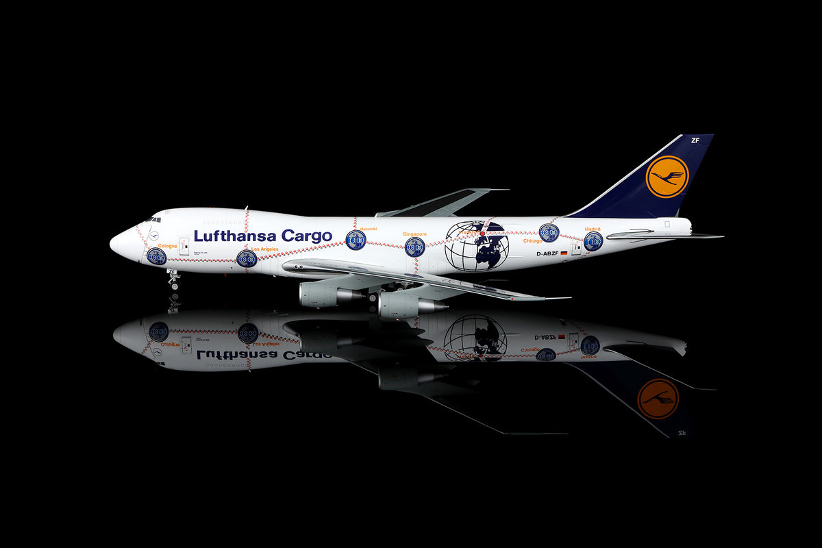 SQ Wings L2186FD 1:200 Lufthansa Cargo B747-200 D-ABZF "Service Revolution" special colours /"Flaps Down" diecast model airpl