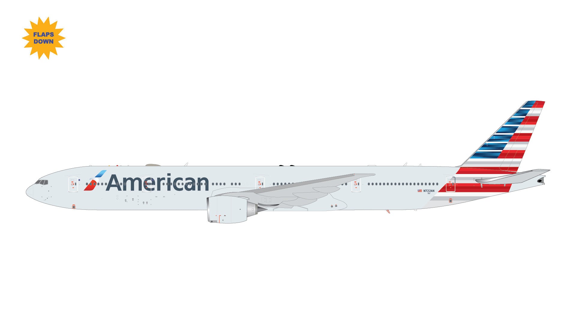 Pre-Order Gemini Jets G2AAL1415F 1:200 American Airlines B777-300ER N722AN "Flaps Down"