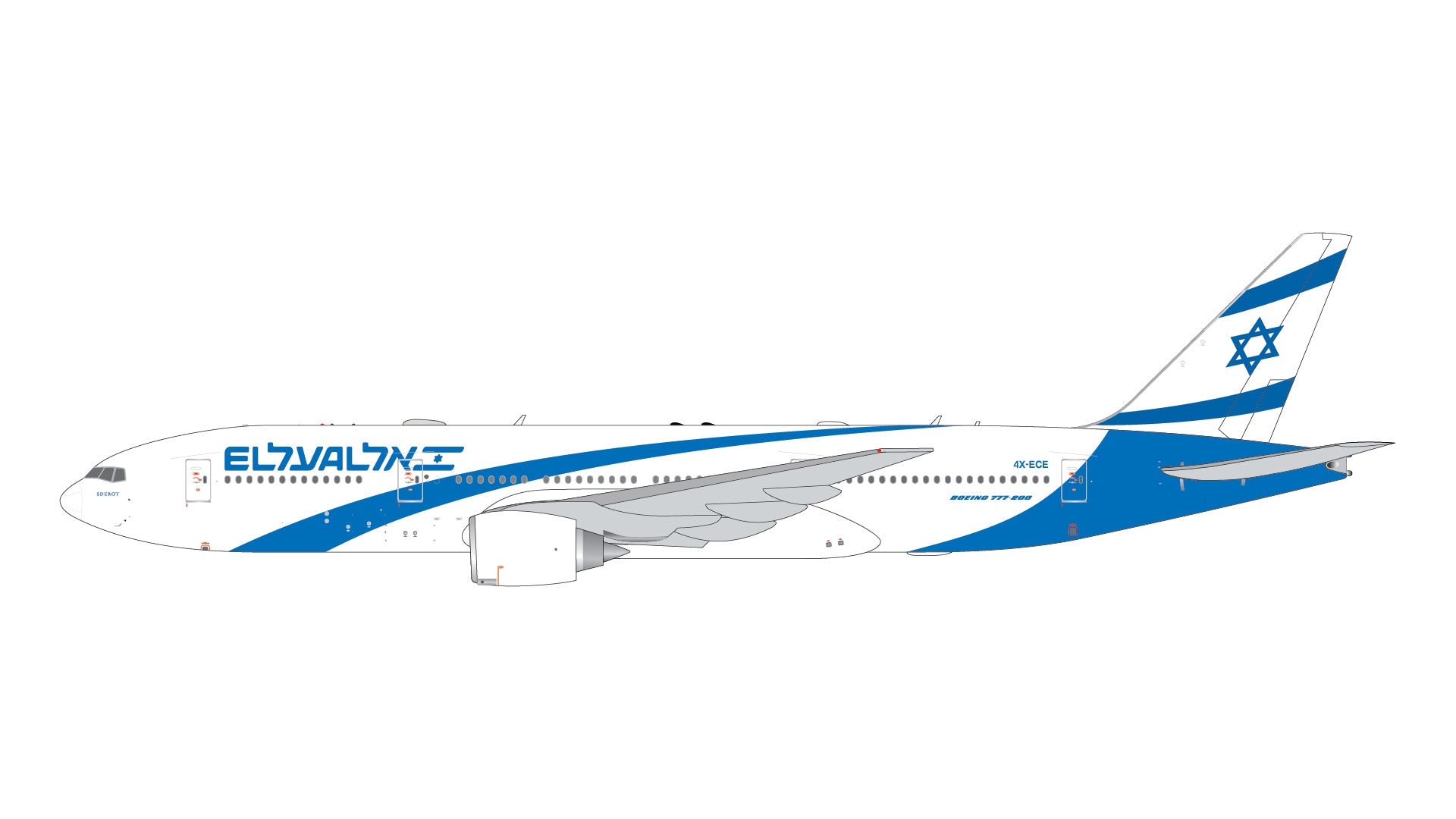 Pre-Order Gemini Jets GJELY2425 1:400 El Al Israel Airlines B777-200ER 4X-ECE new livery