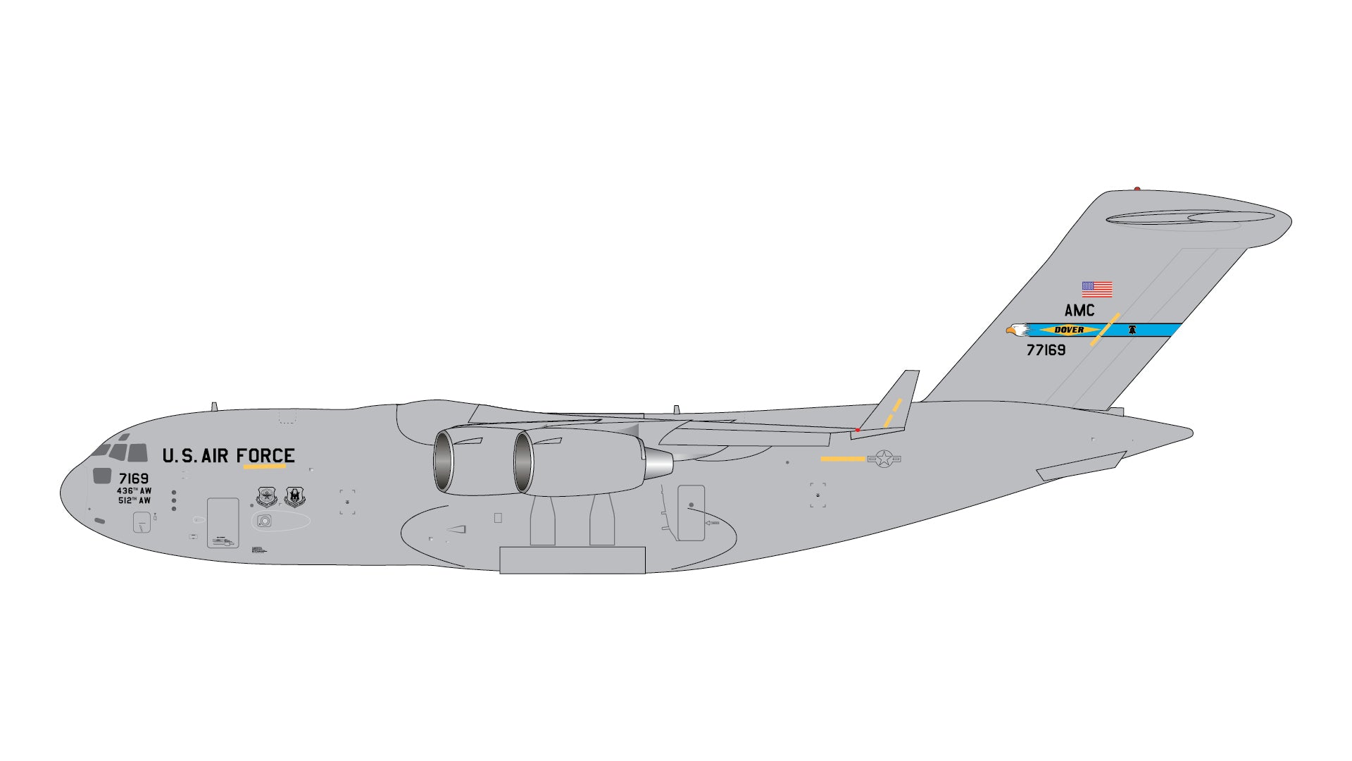 Pre-Order Gemini Jets GMUSA164 1:400 U.S. Air Force C-17A 07-7169 Dover Air Force Base