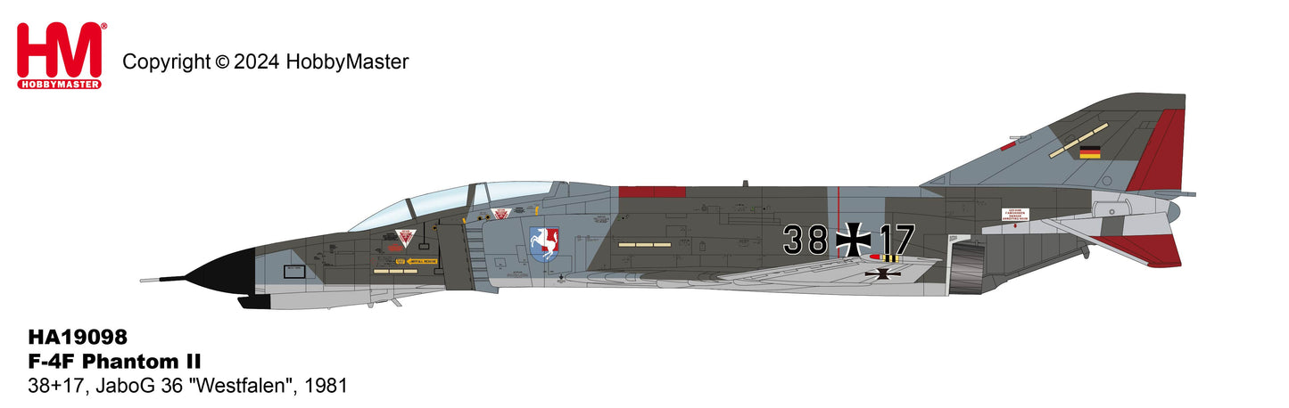 Pre-Order Hobby Master HA19098 1:72 F-4F Phantom II 38+17, JaboG "Westfalen", 1981