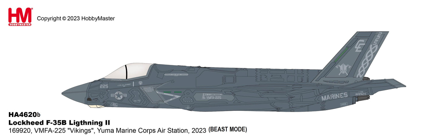 Pre-Order Hobby Master HA4620B 1:72 F-35B Lightning II 169920, VMFA-225 "Vikings", Yuma Marine Corps Air Station, 2023 (beast mode)