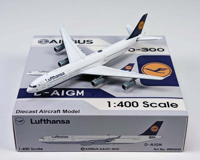 Aviation400 WB4049 1:400 Lufthansa Airbus A340 - 300 o/c w/stand D - AIGM