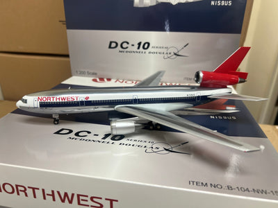 B - Models B - 104 - NW - 159P 1:200 Northwest Airlines McDonnell Douglas DC - 10 - 40 N159US Polished
