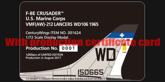 Century Wings 001624 1:72 F - 8E CRUSADER US Marine Corps VMF(AW) - 212 LANCERS WD106 1965